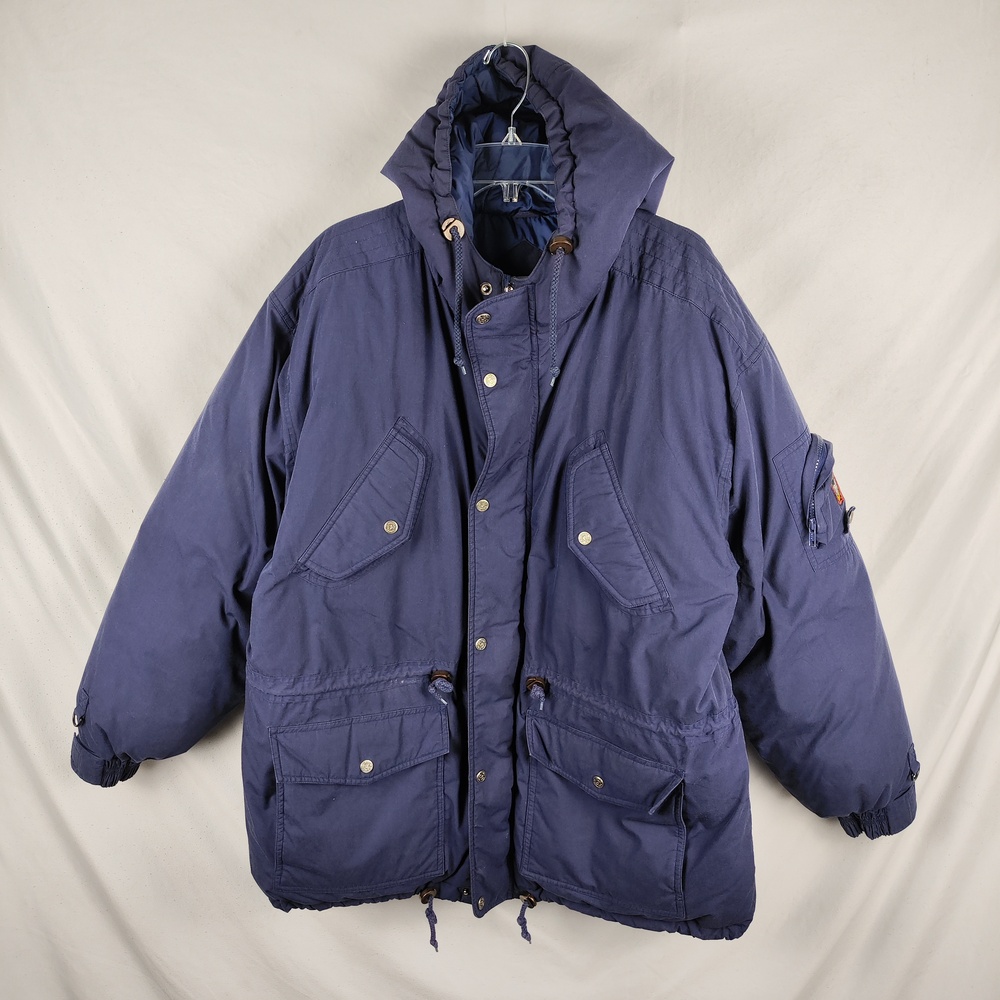 Triple F.A.T. Goose Parka Mens XL Blue Down Hooded Insulated Winter Coat Ski